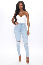 Our Favorite High Rise Skinny Jeans - Light Blue Wash Ins Street